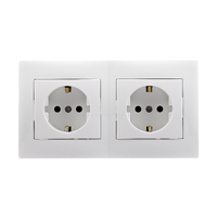 Socket, Curvo Series, 16 A, 250 V AC, shuttered, 2 gang, Schuko, white
